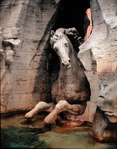 La Fuente de los Cuatro Ríos, (detalle) de un caballo de Gian Lorenzo Bernini