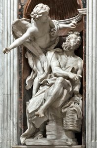 El profeta Habacuc y el ángel. Escultura de mármol de Gian Lorenzo Bernini (1598-1680) 1656-1661 Roma, Basílica de Santa Maria del Popolo, Capilla Chigi