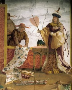 El comerciante textil chino, de Giandomenico Tiepolo (1727-1804), fresco, Sala china de la Foresteria (Casa de huéspedes), Villa Valmarana 
