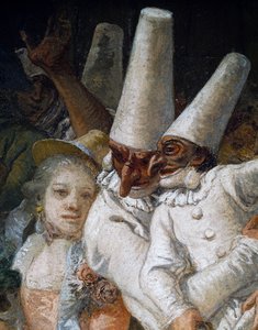 Pulcinella y acróbatas (detalle) de Giandomenico  Tiepolo