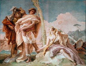 Renaud abandona a Armida. Ilustración de una escena de “La Jerusalén liberada” de Torquato Tasso de Giovanni Domenico Tiepolo