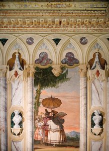 El paseo de verano, de la Sala del Pabellón Gótico, en la Foresteria, 1757