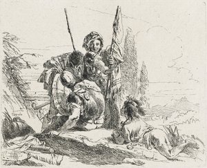 Tres soldados y un niño, 1749 de Giovanni Domenico Tiepolo
