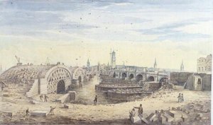Construcción del nuevo Puente de Londres junto al viejo Puente de Londres