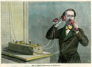 Teléfono de Bell en funcionamiento, finales del siglo XIX de Gilbert
