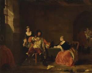 El capitán Macheath destripado por Polly y Lucy en la "Ópera de los mendigos", 1826 de Gilbert Stuart Newton