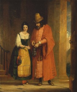 Shylock y Jessica del "Mercader de Venecia", II, ii de Gilbert Stuart Newton