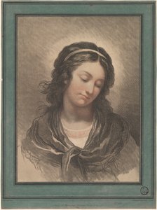 Cabeza de una mujer mirando hacia abajo de Gilles Antoine Demarteau after François André Vincent