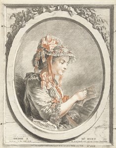 Mujer leyendo en ovalo de Gilles Demarteau