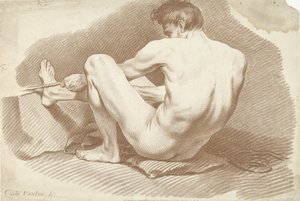 Desnudo masculino sentado con cuerda de Gilles Demarteau