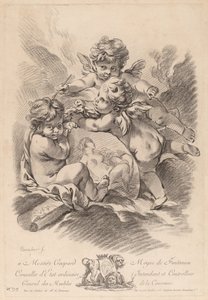Alegoría de la Pintura con Tres Querubines de Gilles Demarteau the Elder after François Boucher