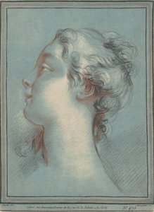 Cabeza de una joven mirando a la izquierda de Gilles Demarteau, the Elder, after François Boucher