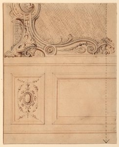 Dibujo para la parte inferior de un panel mural, 1714 de Gilles Marie Oppenord