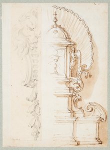 Boceto de la mitad de un motivo ornamental