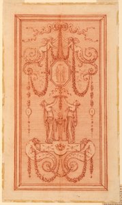 Diseño para un panel decorativo (con ninfas y guirnaldas) de Gilles Paul Cauvet