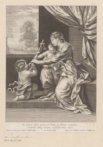 María con el Niño y Juan el Bautista sosteniendo una cruz de Gilles Rousselet