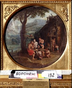 La familia de Enoch (o Henoch o Enoc o Henoc). Familia Enoc. Pintura de Gillis Mostaert (1534-1598). Arte holandés, manierismo. Óleo sobre tela. Museo de Bellas Artes Ivan Kramskoy (o Kramskoi) en Voronezh (Voronezh), Rusia. de Gillis Mostaert