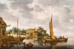 Paisaje Fluvial con un Transbordador, c.1640s de Gillis Peeters