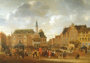 El Anuncio del Tratado de Paz de Münster en 1648 desde el Balcón del Ayuntamiento de Haarlem de Gillis Rombouts
