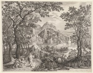 Eliseo Maldiciendo a los Niños de Betel que Están Siendo Devorados por los Osos, 1602 de Gillis van Coninxloo