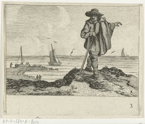 Paisaje de dunas con andador Playas y paisajes acuáticos de Verscheyden realizados por Jan Percelles (título de la serie) de Gillis van Scheyndel (I)