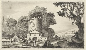 paisaje con una torre Doce paisajes con figuras (título de serie)