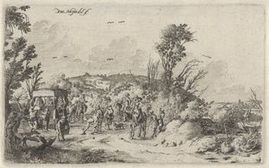 Carruaje y jinetes en un camino rural
Olor
Paisajes con los cinco sentidos (título de la serie) de Gillis van Scheyndel (I)