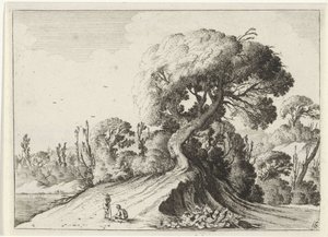 Dos hombres frente a un gran árbol. Siete paisajes (título de la serie) de Gillis van Scheyndel (I)