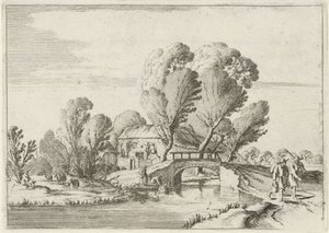 Dos caminantes por un canal Siete paisajes (título de la serie) de Gillis van Scheyndel (I)
