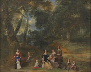 Grupo familiar en un paisaje de Gillis van Tilborgh