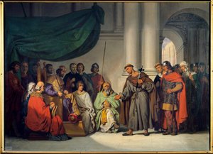 Primera Cruzada: El emperador oriental Alexis Comneno recibe a Pedro el Ermitaño en Constantinopla en agosto de 1096 de Gillot Saint Evre