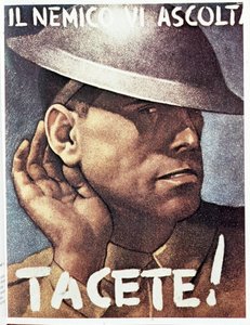 Silencio, el enemigo escucha - cartel de propaganda italiano, v.1942 Ilustración de Gino Boccasile (1901-1952) de Gino Boccasile