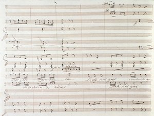 Página de partitura musical de Le Comte Ory con correcciones manuscritas de Gioacchino Rossini de Gioachino Rossini