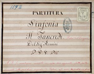 Partitura reducida para piano de Tancredi, ópera de Gioacchino Rossini