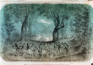Ilustración para la escena de la locura de Ofelia en Hamlet por Ambroise Thomas de Giorgio Dalsani