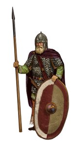 Bárbaro: guerrero ostrogoth (soldado ostrogoth, confederación tribal germánica)