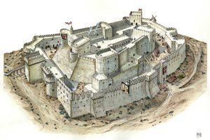 Edad Media: vista aérea del Krak (Crac) de los Caballeros (Qala