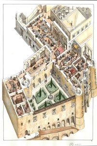 Reconstrucción de la planta noble del Palacio Ducal de Urbino, Italia. Fue construido por el duque Federico da Montefeltro (Federico de Montefeltre, duque de Urbino) en el siglo XV.