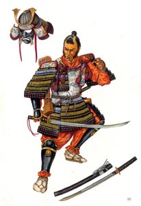 Representación de un samurái, guerrero japonés del siglo XVI. de Giorgio Albertini