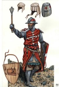 Representación de un sargento de la Orden de San Juan de Jerusalén (u Orden del Hospital o más sencillamente los Hospitalarios) siglo XIII. de Giorgio Albertini