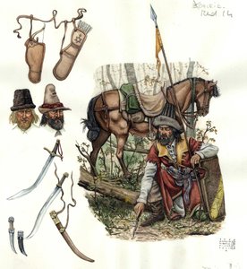 Representación de estradiotas, jinetes mercenarios ligeros en el siglo XV. de Giorgio Albertini