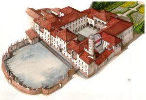 Vista del palacio Arese Borromeo, construido en el siglo XVII, en Cesano Maderno, Italia de Giorgio Albertini