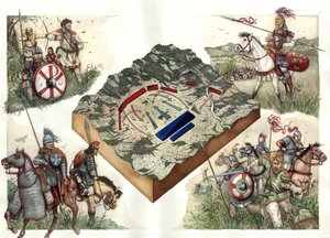 Guerra de los Godos (535-553) entre bizantinos y ostrogodos: la batalla de Taginae en julio de 552, que permitió a los bizantinos de Justiniano marchar sobre Roma desde Rávena.