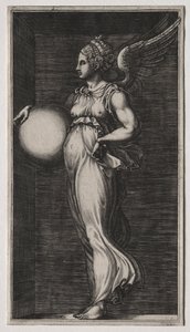 Figura Alegórica Sosteniendo una Esfera, mediados de 1560s de Giorgio Ghisi