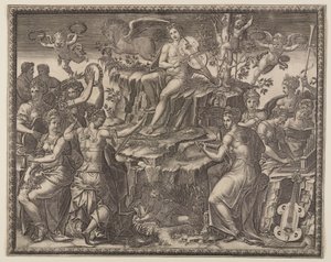 Apolo y las Musas en el Parnaso de Giorgio Ghisi