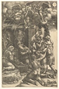 La adoración de los pastores, finales de 1570 de Giorgio Ghisi