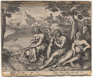 La parábola del sembrador y la semilla: la semilla que cae al costado del camino (después de Gerard Van Groeningen, Amberes activo 1563-1573) de Giorgio Ghisi