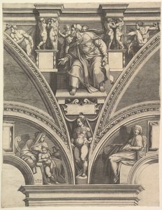 El profeta Ezequiel, de la serie de Profetas y Sibilas en la Capilla Sixtina, 1570-75 de Giorgio Ghisi