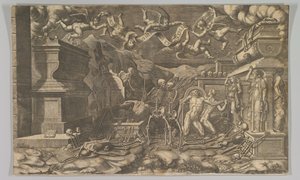 La visión de Ezequiel, 1554 republicado 1595 de Giorgio Ghisi