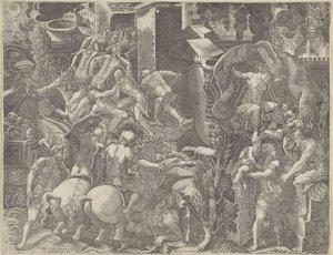 Caída de Troya y la huida de Eneas de Giorgio Ghisi